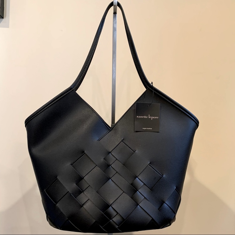 Nanette Lepore Vegan Leather Gipsy Shoulder Black Bag - NWT